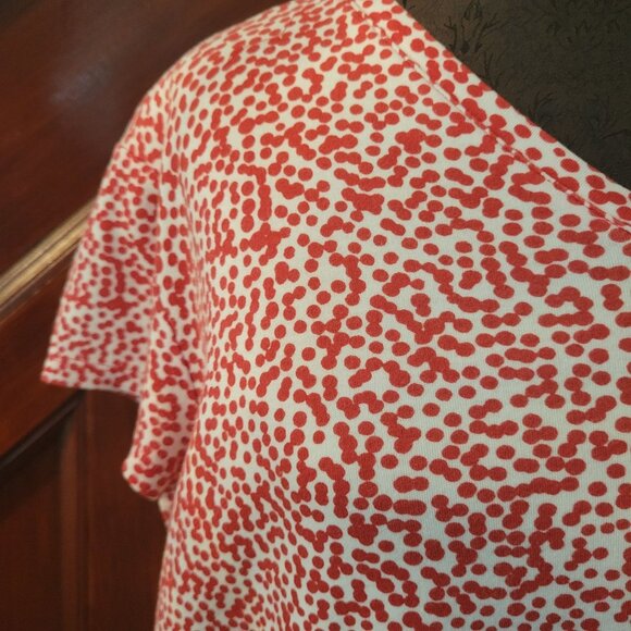Jones New York Signature Red & White Polka Dot V-Neck Top XL - Picture 2 of 4
